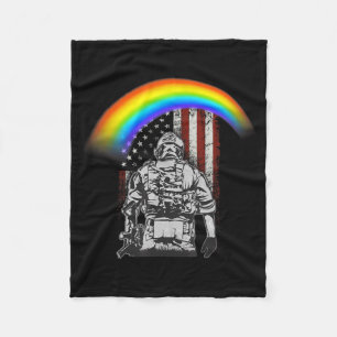 Memorial day rainbow american flag lgbtq military  fleece blanket