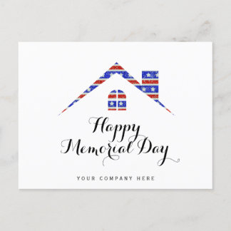 Memorial Day Real Estate House American Flag Postcard