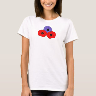 Memorial Day Red and Purple Poppies T-Shirt
