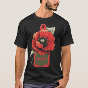 Memorial Day Red Poppy Flower Dog Tags USA Flag 4t T-Shirt
