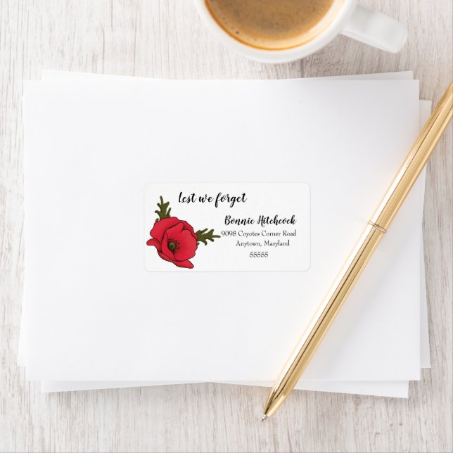 Memorial Day Red Poppy Return Address Label  (Insitu)