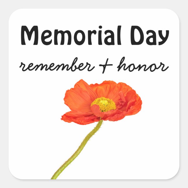  Memorial Day Red Poppy Square Sticker (Front)