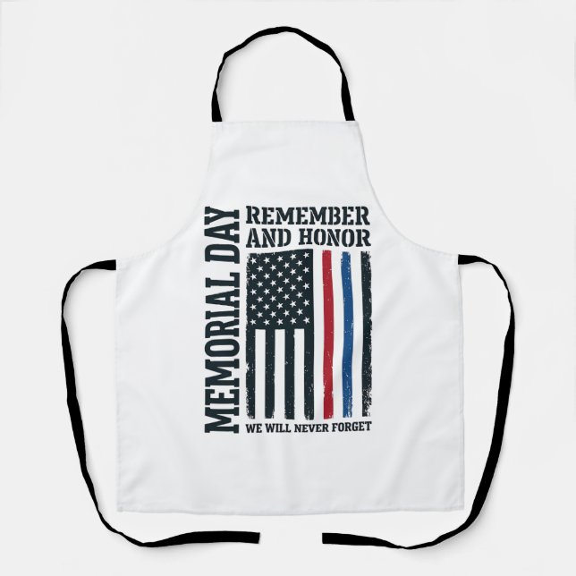 Memorial Day Remember And Honour Tribute Vector De Apron (Front)