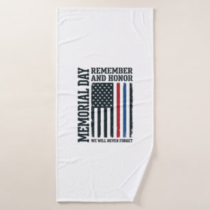 Memorial Day Remember And Honour Tribute Vector De Bath Towel