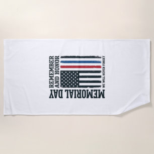 Memorial Day Remember And Honour Tribute Vector De Beach Towel
