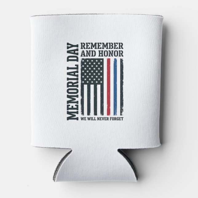 Memorial Day Remember And Honour Tribute Vector De Can Cooler (Front)