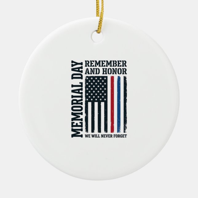 Memorial Day Remember And Honour Tribute Vector De Ceramic Ornament (Front)