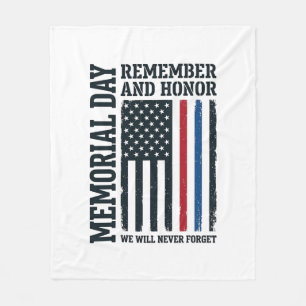 Memorial Day Remember And Honour Tribute Vector De Fleece Blanket