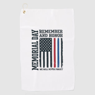 Memorial Day Remember And Honour Tribute Vector De Golf Towel