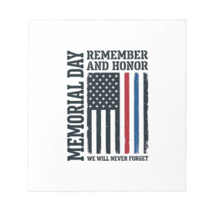 Memorial Day Remember And Honour Tribute Vector De Notepad