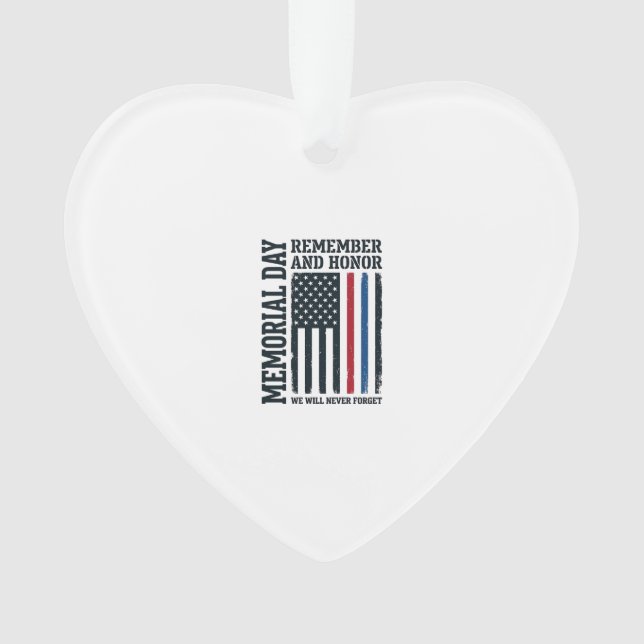 Memorial Day Remember And Honour Tribute Vector De Ornament (Front)