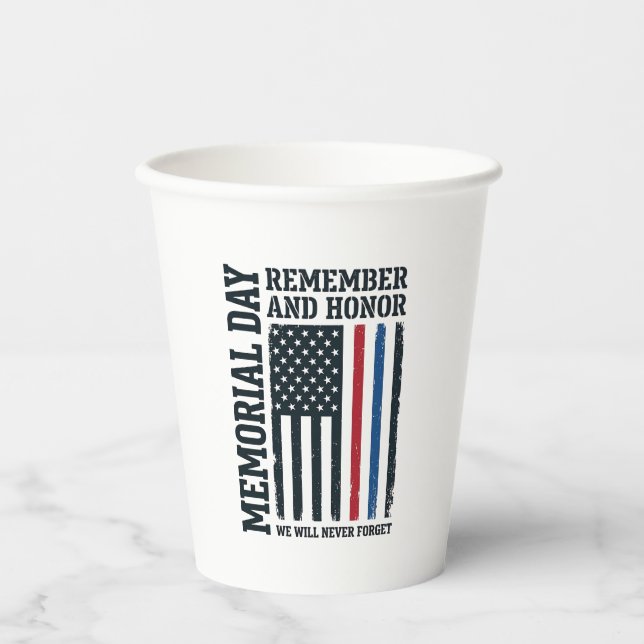 Memorial Day Remember And Honour Tribute Vector De Paper Cups (Front)