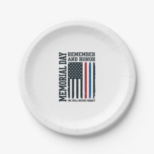 Memorial Day Remember And Honour Tribute Vector De Paper Plate