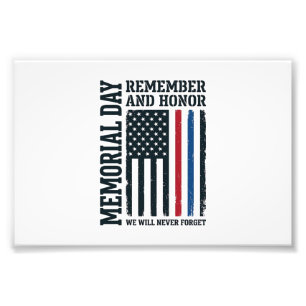 Memorial Day Remember And Honour Tribute Vector De Photo Print