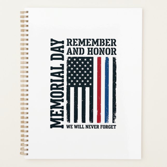 Memorial Day Remember And Honour Tribute Vector De Planner (Front)