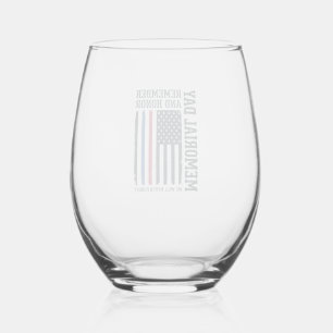 Memorial Day Remember And Honour Tribute Vector De Stemless Wine Glass