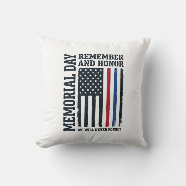 Memorial Day Remember And Honour Tribute Vector De Throw Pillow (Front)