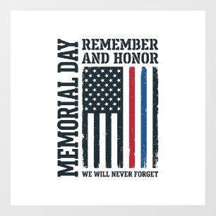 Memorial Day Remember And Honour Tribute Vector De Window Cling