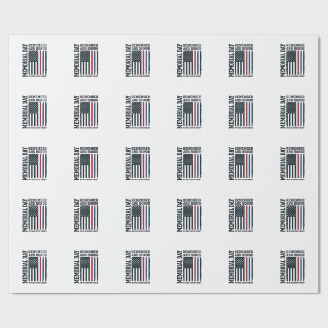 Memorial Day Remember And Honour Tribute Vector De Wrapping Paper (Flat)