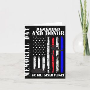 Memorial Day Remember Honour Never Forget Veteran Card