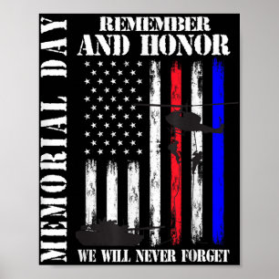 Memorial Day Remember Honour Never Forget Veteran  Poster