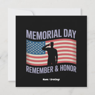 Memorial Day Remember & Honour Patriotic USA Flag  Invitation