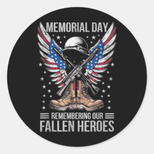 Memorial Day Remember The Fallen Veteran Military  Classic Round Sticker