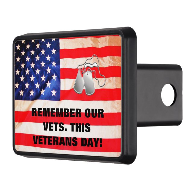 MEMORIAL DAY REMEMBER VETS  TRAILER HITCH COVER (Left)