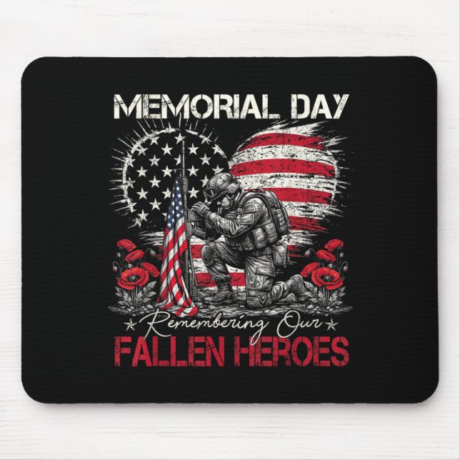 Memorial Day Remembering Fallen Heroes Flag Mouse Pad (Front)