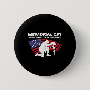Memorial Day Remembering Our Fallen Heroes US Flag 2 Inch Round Button