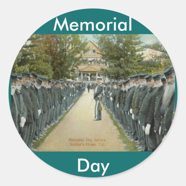 Memorial Day Review Classic Round Sticker (Front)