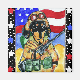 Memorial Day Soldier Dachshund Magnet