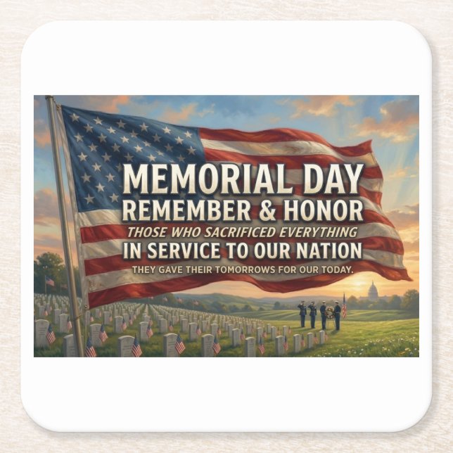 Memorial Day   Square Paper Coaster (Front)
