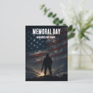 Memorial Day Stars & Stripes Soldier Tribute Postcard
