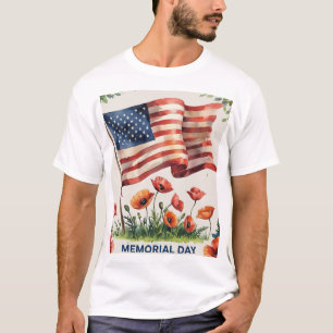 Memorial Day T-Shirt Patriotic USA Flag Shirt 
