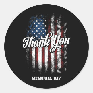 Memorial Day Thank You American Veteran Military U Classic Round Sticker