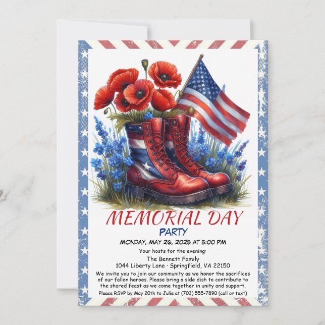 Memorial Day Tribute Party Invitation (Front)