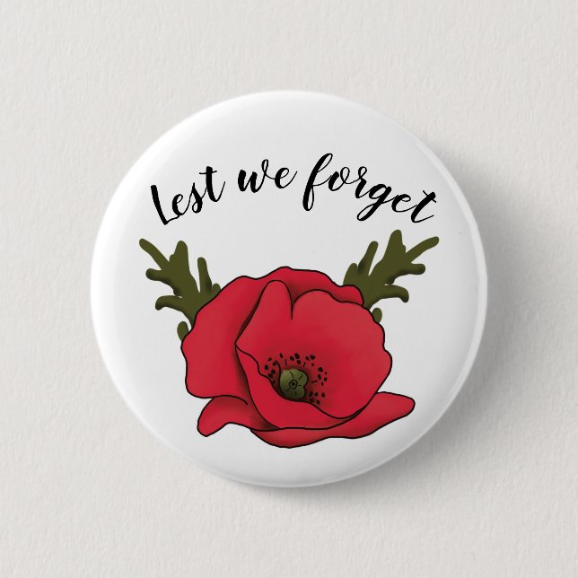 Memorial Day, Veterans Day Poppy Button Pin (Front)