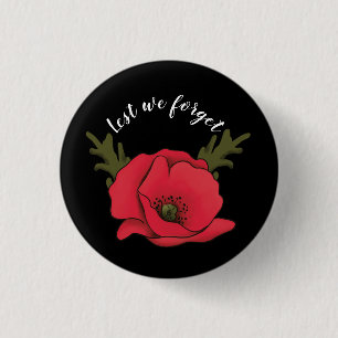 Memorial Day, Veterans Day Red Poppy Button Pin