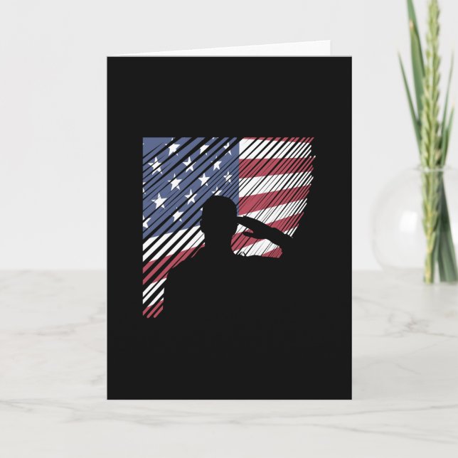 Memorial Day Veterans Day US Flag Soldier Card (Front)