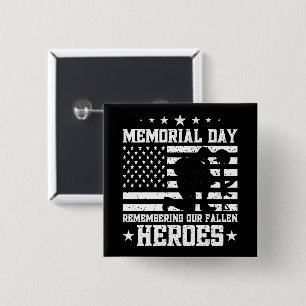 Memorial Day Vintage Design Veterans Day USA Flag 2 Inch Square Button