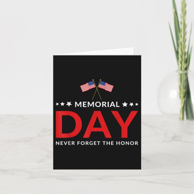 Memorial Day We Will Never Forget Veteran Lovers  Card (Front)