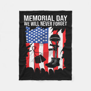 Memorial Day We Will Never Forget Veterans Day Fleece Blanket