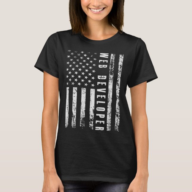 Memorial Day web developer patriotic usa flag T-Shirt (Front)