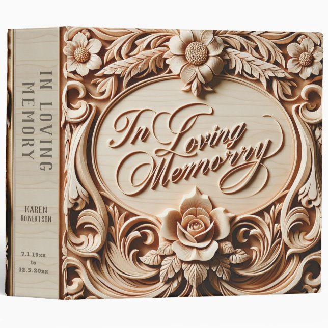 Memorial Faux Wood Funeral Guest / Photos Binder (Front/Spine)