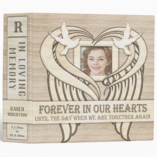 Memorial Faux Wood Funeral Guest / Photos Binder (Front/Spine)