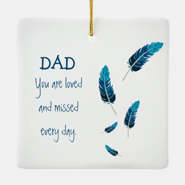 Memorial | Feather | Blue | Ceramic Ornament (Back)
