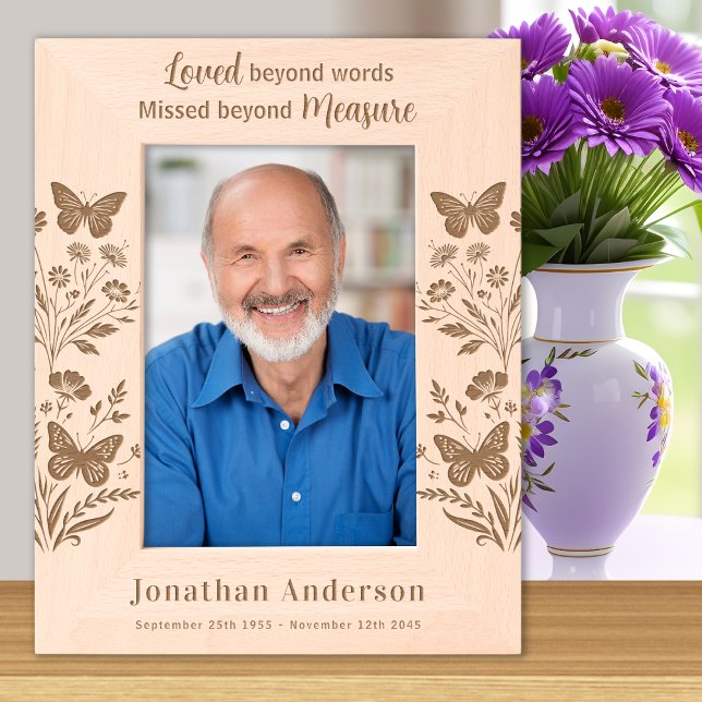 Memorial Floral Remembrance Personalize Wood Photo Etched Frames (Creator Uploaded)