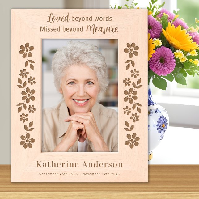 Memorial Floral Sympathy Personalized Wood Photo  Etched Frames (Creator Uploaded)