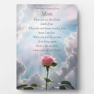 Memorial for Mom or Mother Rose Spiritual Plaque